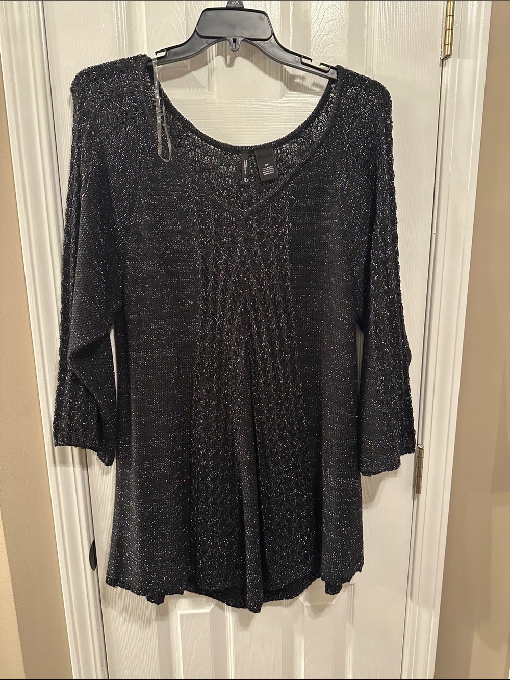 new directions Black Sparkle scoop Neck soft Knit Tunic